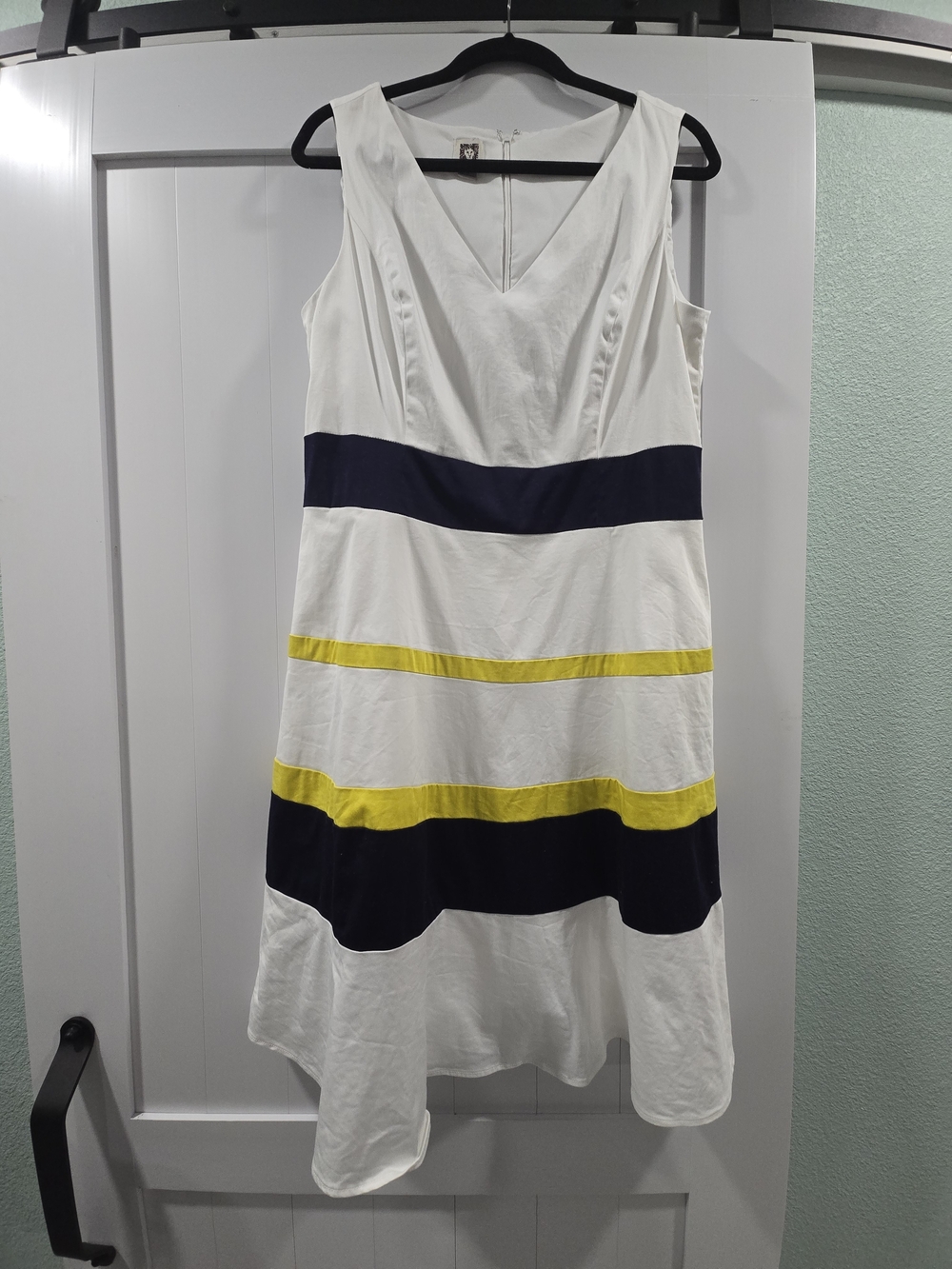 Anne Klein White Dress with Navy Trim